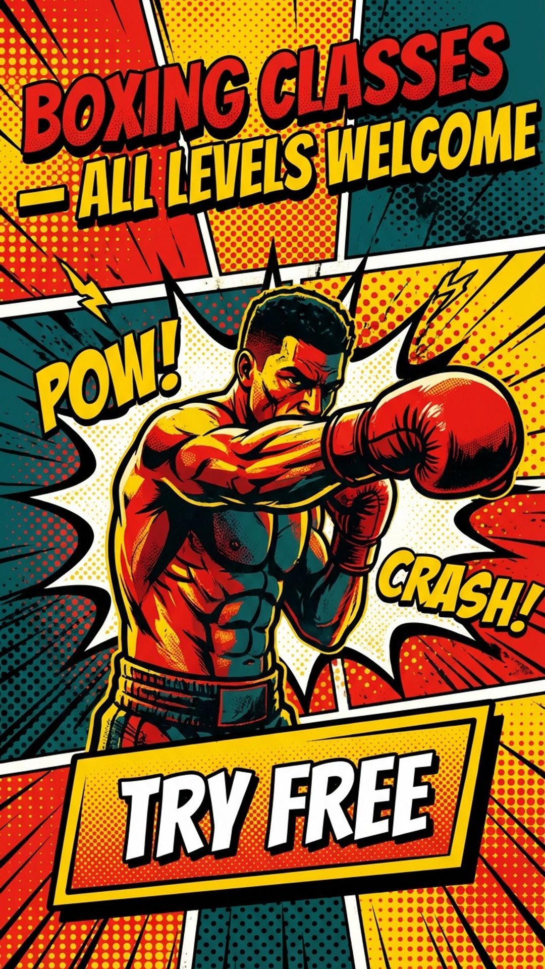 digital class timetable screen showing comic book boxing design